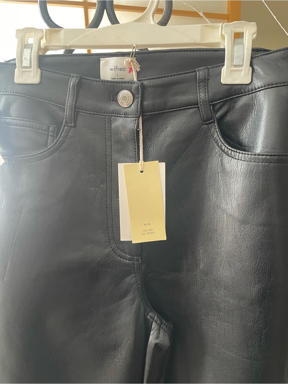 NWT Wilfred Black High-Rise Faux Leather Pants